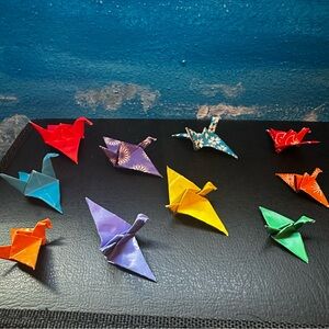 Colorful Origami Cranes (Set of 10)